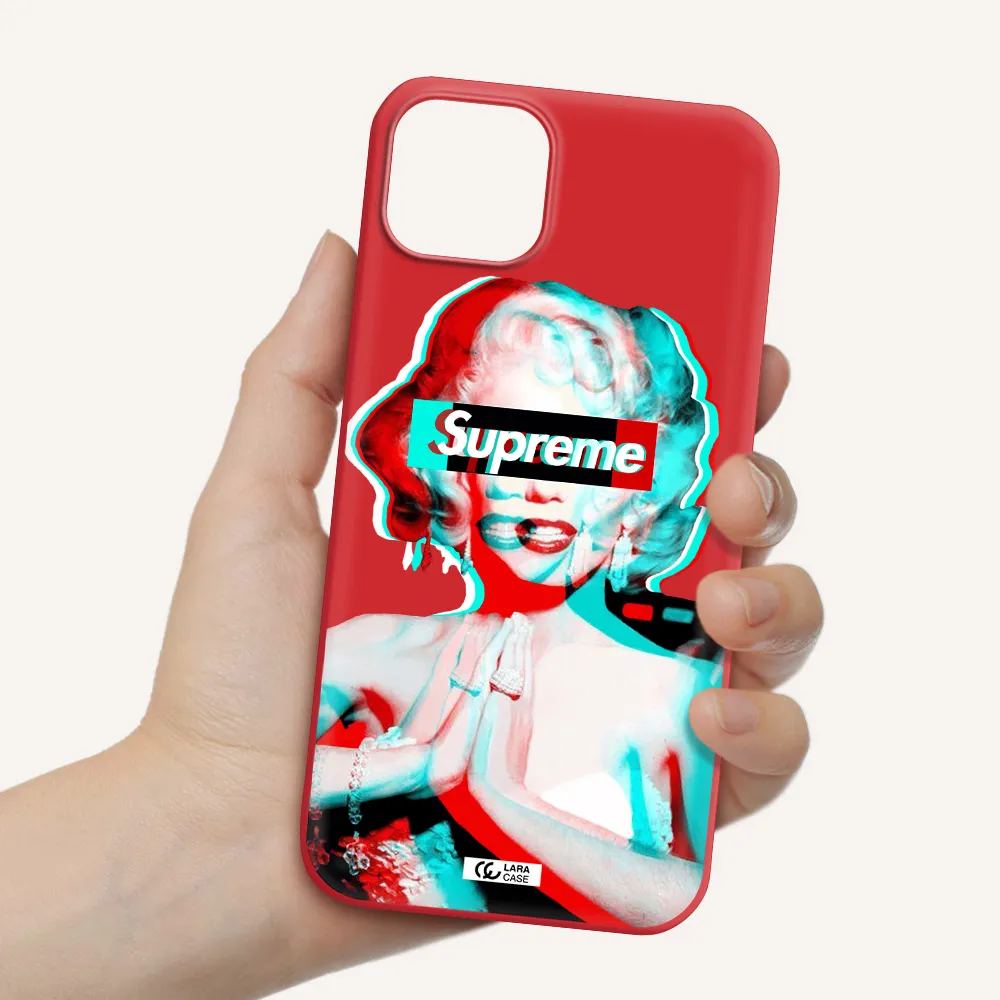 Marilyn Monroe Supreme Apple iPhone 14 Silicone Imperial Red Case