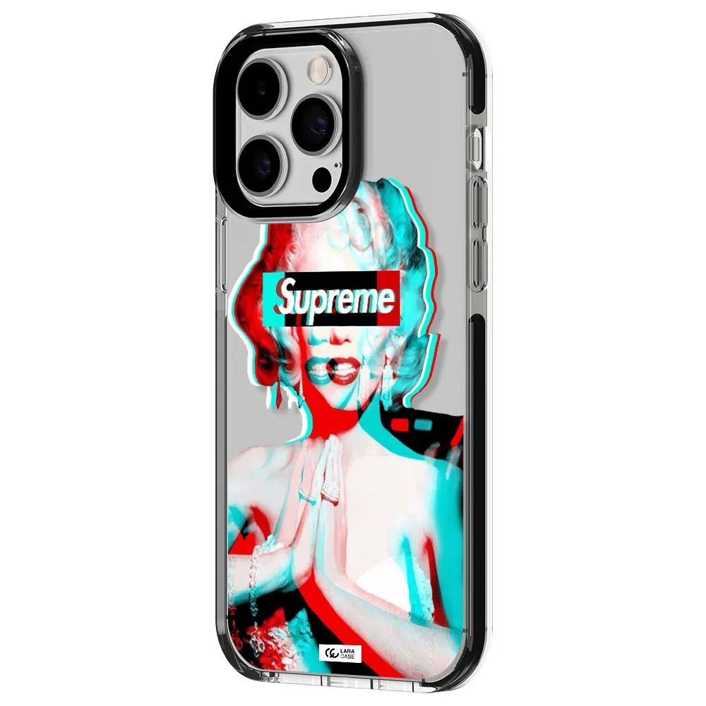 Marilyn Monroe Supreme Apple iPhone 15 Pro impact black border Case