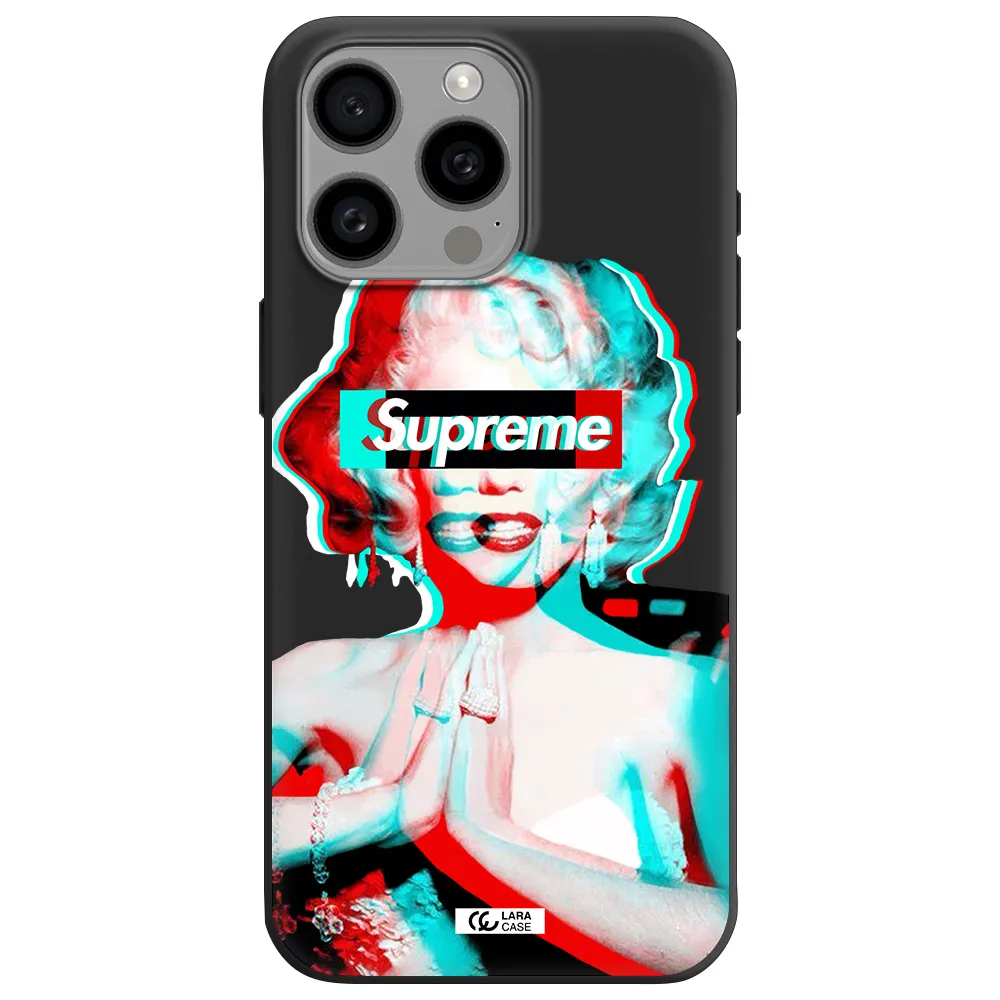 Marilyn Monroe Supreme Apple Iphone 15 Pro max Silicone black Case