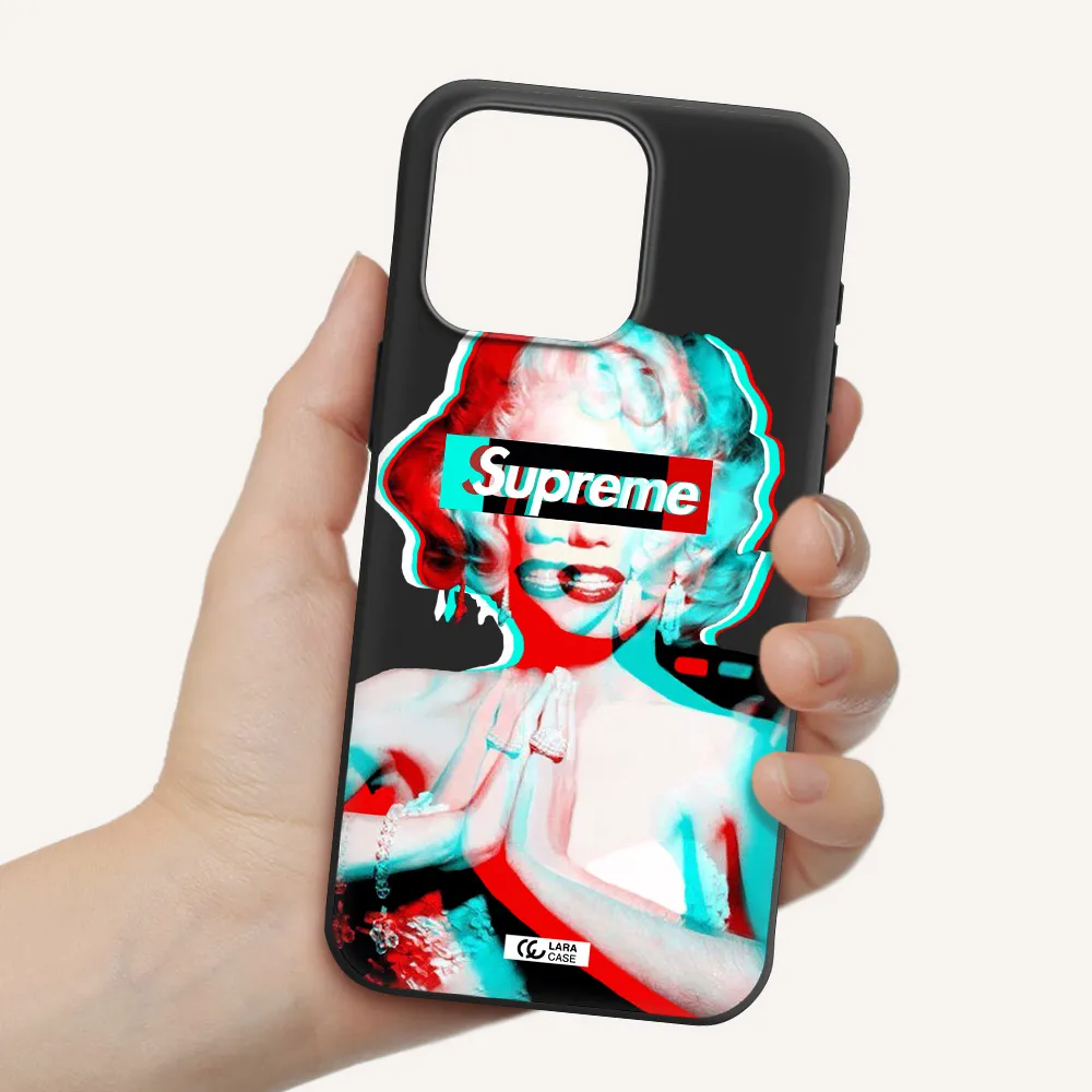 Marilyn Monroe Supreme Apple Iphone 15 Pro max Silicone black Case