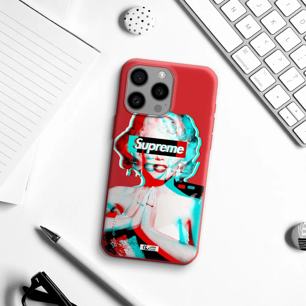 Marilyn Monroe Supreme Apple Iphone 15 Pro Max Silicone Imperial Red Case