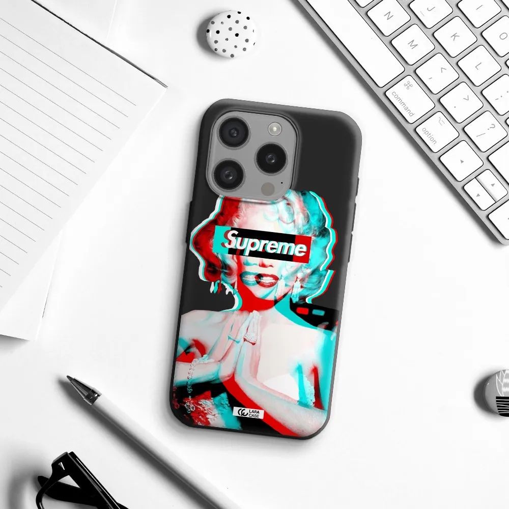 Marilyn Monroe Supreme Apple Iphone 15 Pro Silicone Black Case