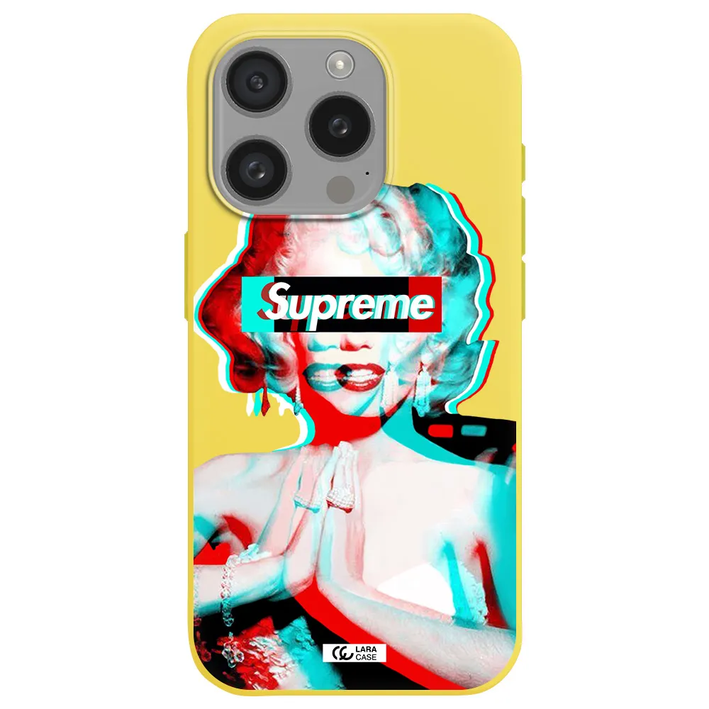 Marilyn Monroe Supreme Apple Iphone 15 Pro Silicone Canary Yellow Case
