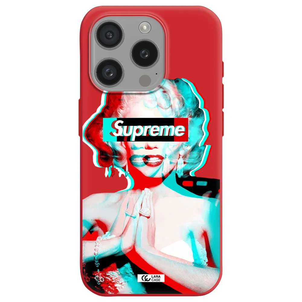 Marilyn Monroe Supreme Apple Iphone 15 Pro Silicone Imperial Red Case