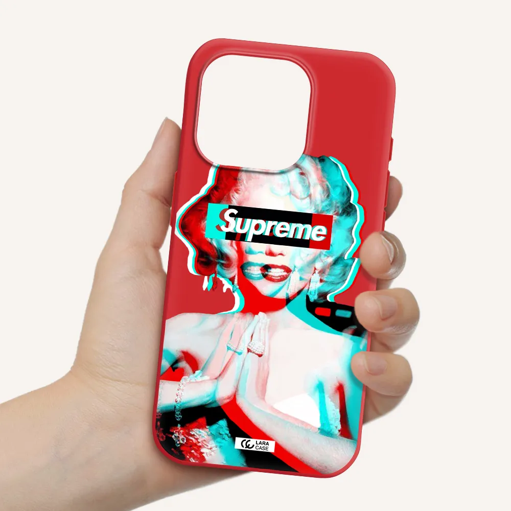 Marilyn Monroe Supreme Apple Iphone 15 Pro Silicone Imperial Red Case