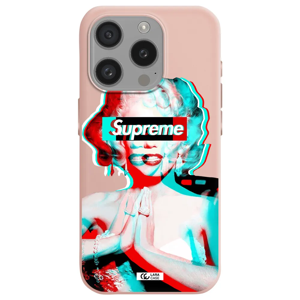 Marilyn Monroe Supreme Apple Iphone 15 Pro Silicone Pastel Pink Case
