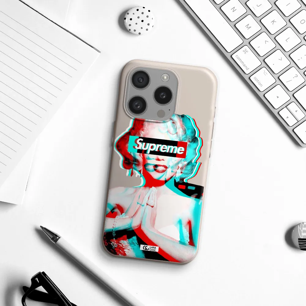 Marilyn Monroe Supreme Apple Iphone 15 Pro Silicone Stone Case