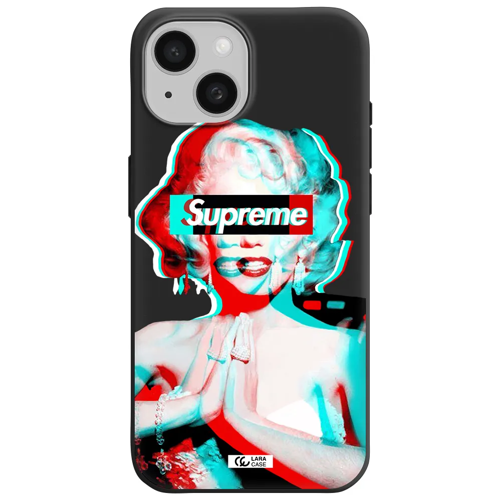 Marilyn Monroe Supreme Apple iPhone 15 Silicone black Case