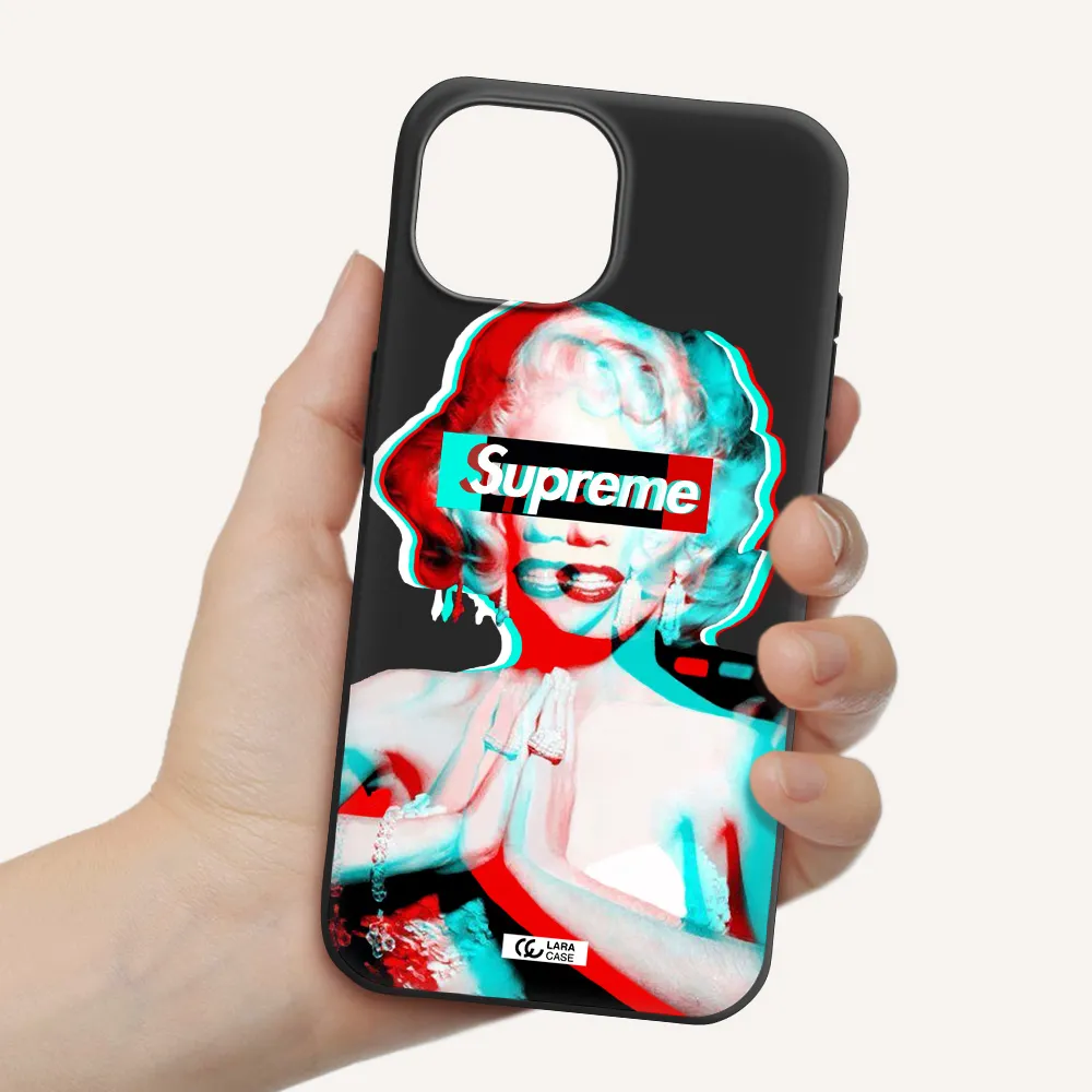 Marilyn Monroe Supreme Apple iPhone 15 Silicone black Case