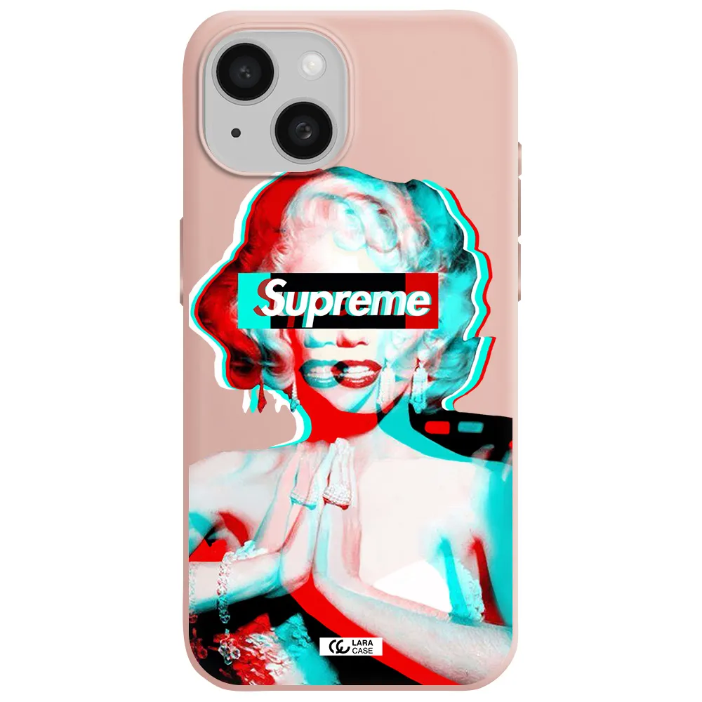 Marilyn Monroe Supreme Apple Iphone 15 Silicone Pastel Pink Case