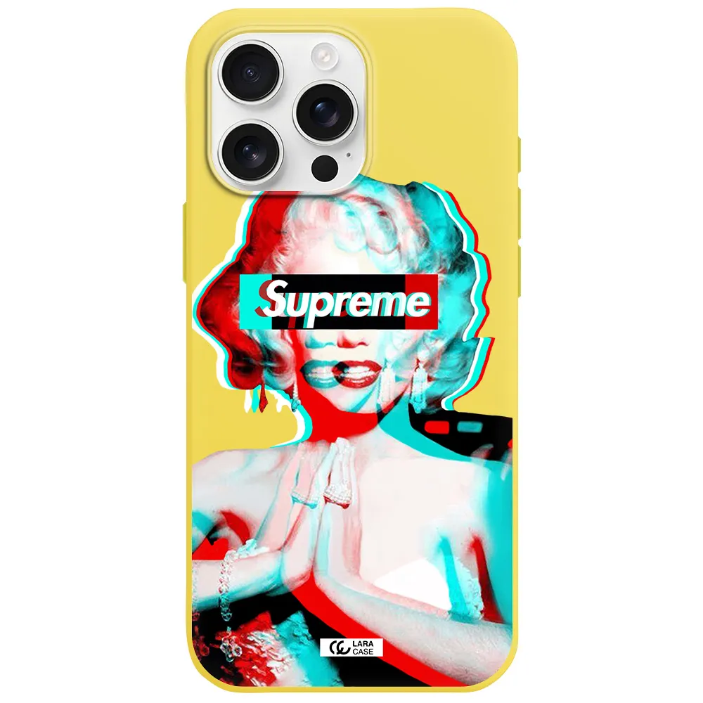 Marilyn Monroe Supreme Apple Iphone 16 Pro Max Silicone Canary Yellow Case