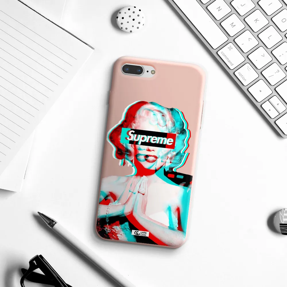 Marilyn Monroe Supreme Apple iPhone 7 plus Silicone pastel pink Case