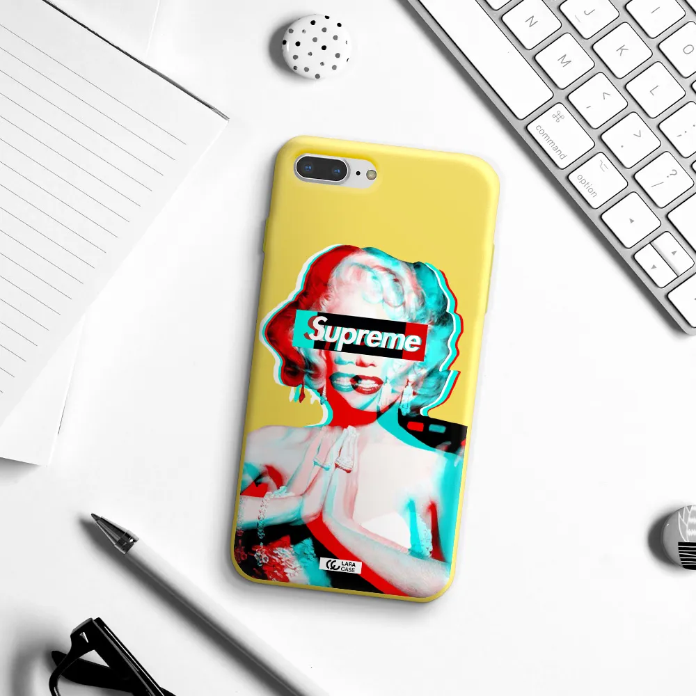 Marilyn Monroe Supreme Apple iPhone 8 plus Silicone canary yellow Case
