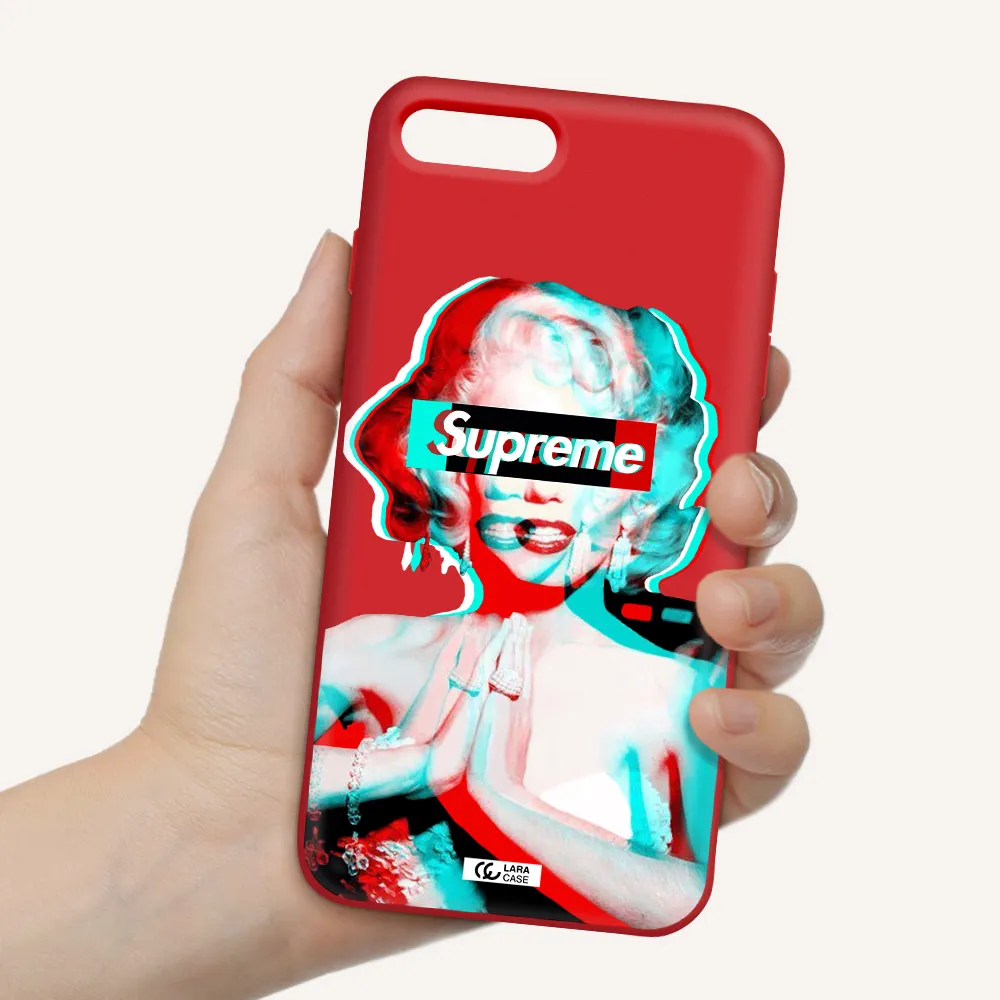 Marilyn Monroe Supreme Apple iPhone 8 plus Silicone Imperial Red Case