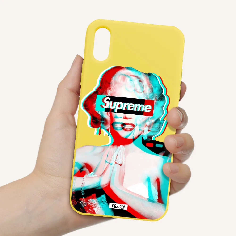 Marilyn Monroe Supreme Apple iPhone X Silicone canary yellow Case