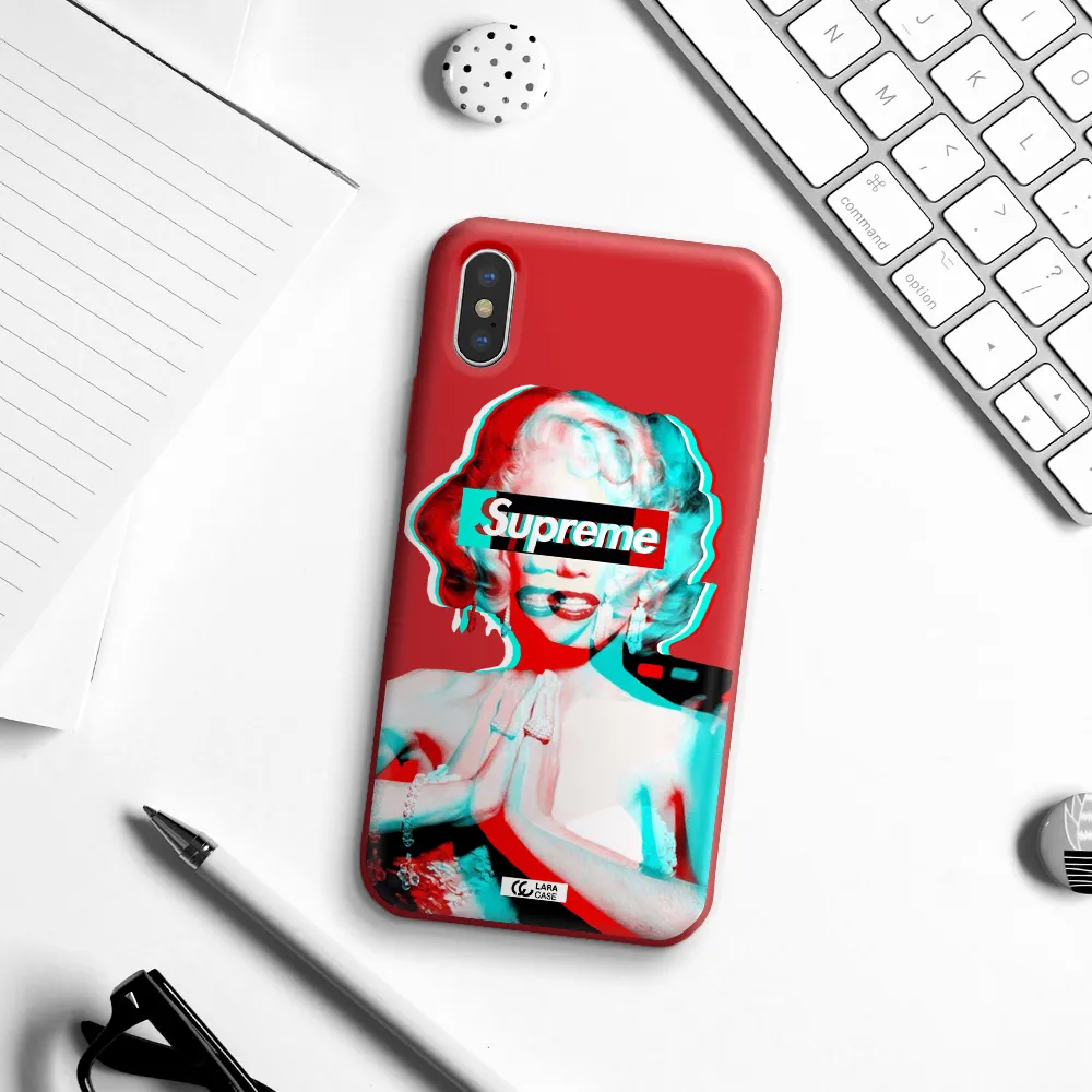 Marilyn Monroe Supreme Apple iPhone X Silicone Imperial Red Case