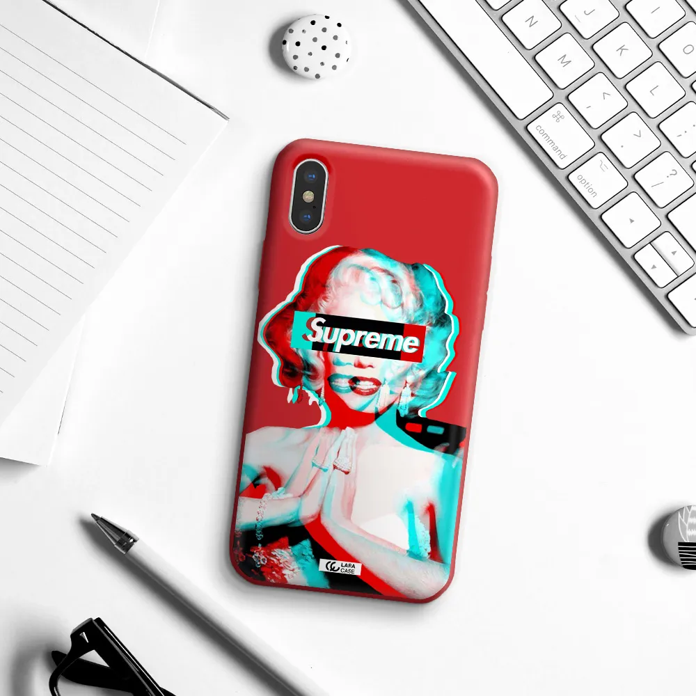 Marilyn Monroe Supreme Apple iPhone XS Silicone Imperial Red Case