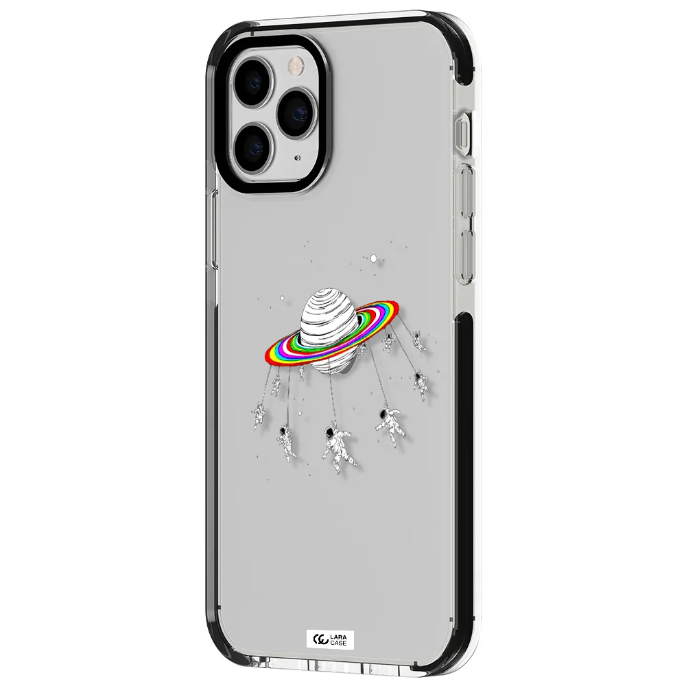 Pluto Rainbow Apple iPhone 11 pro max impact black border Case