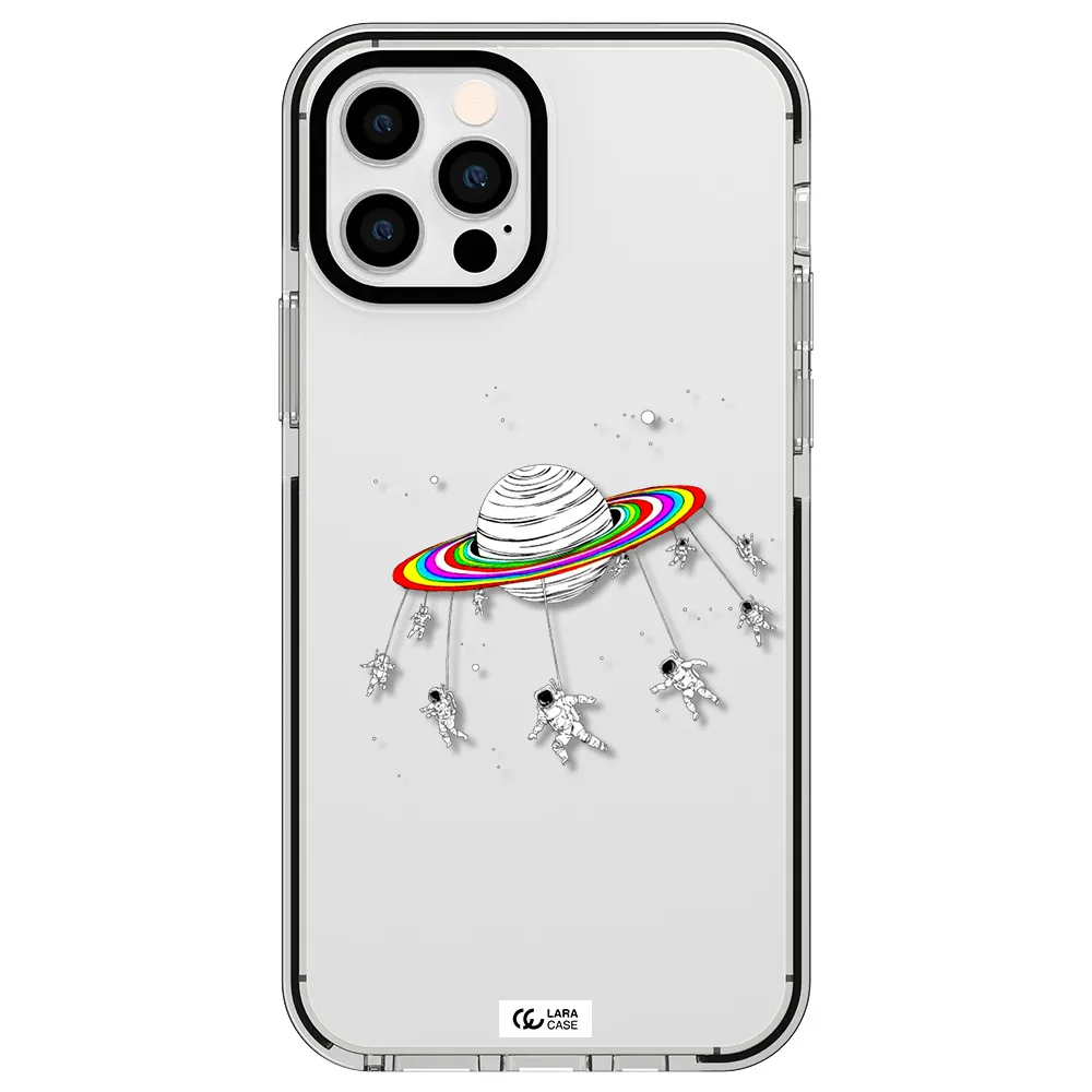 Pluto Rainbow Apple iPhone 12 pro impact black border Case