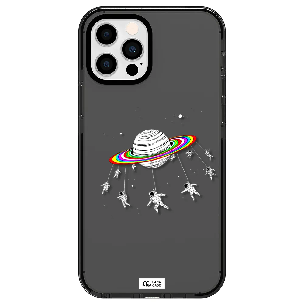 Pluto Rainbow Apple iPhone 12 pro impact Smoke Black Case