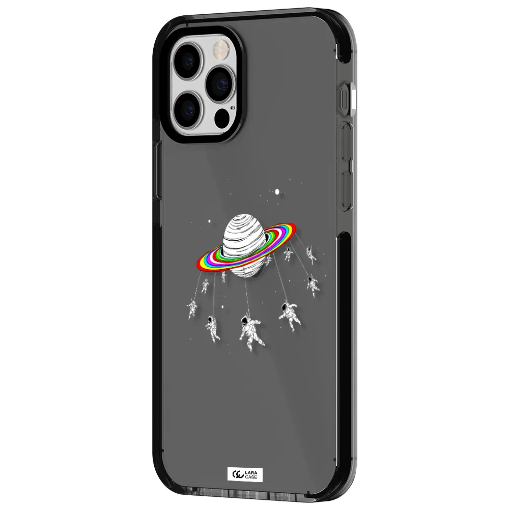 Pluto Rainbow Apple iPhone 12 pro impact Smoke Black Case