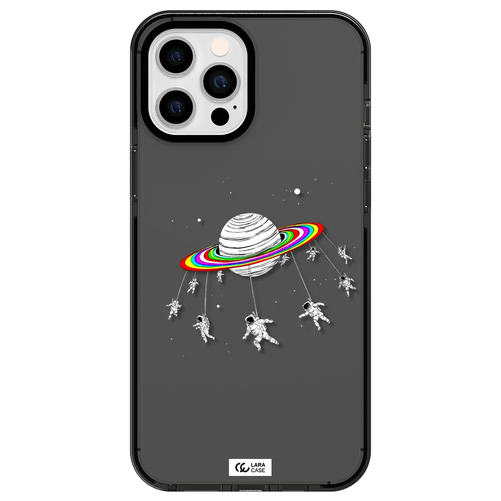 Pluto Rainbow Apple iPhone 12 pro max impact Smoke Black Case