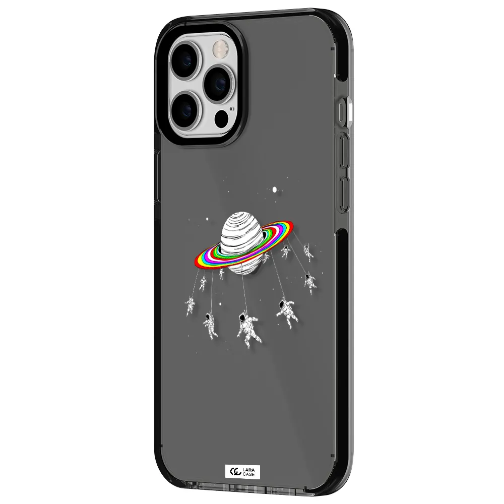 Pluto Rainbow Apple iPhone 12 pro max impact Smoke Black Case