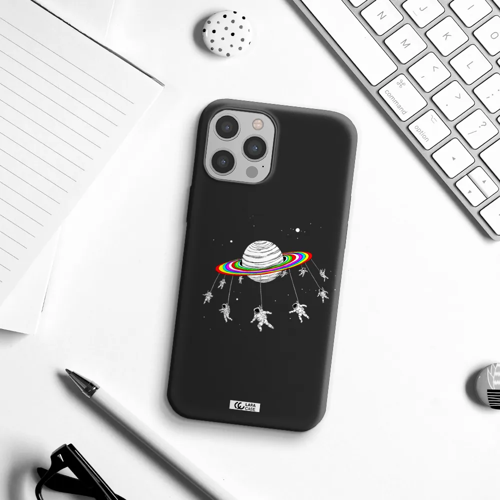 Pluto Rainbow Apple iPhone 12 pro Silicone black Case