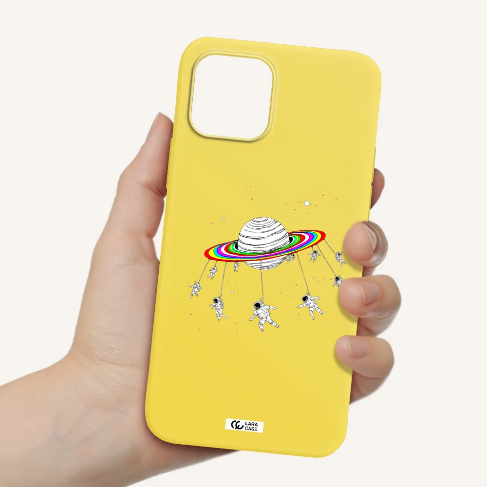 Pluto Rainbow Apple iPhone 12 Silicone canary yellow Case