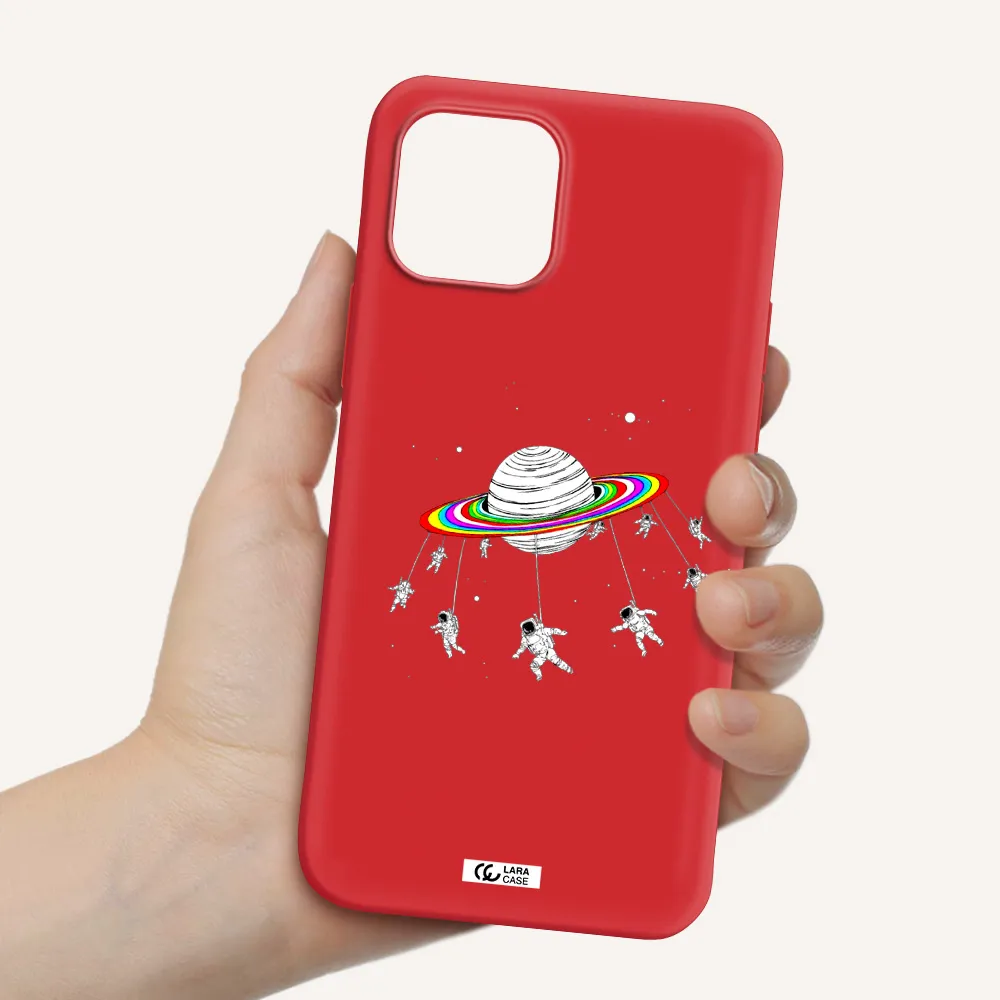 Pluto Rainbow Apple iPhone 12 Silicone Imperial Red Case