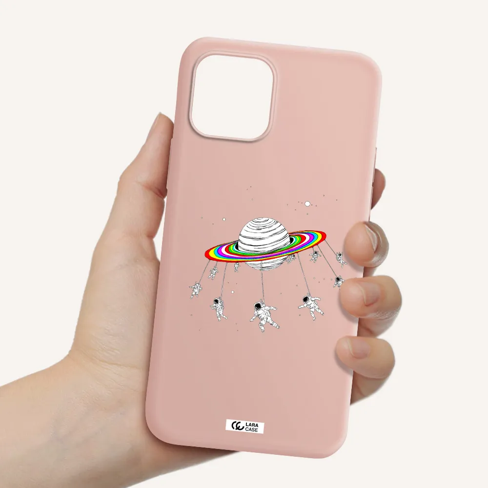 Pluto Rainbow Apple iPhone 12 Silicone pastel pink Case