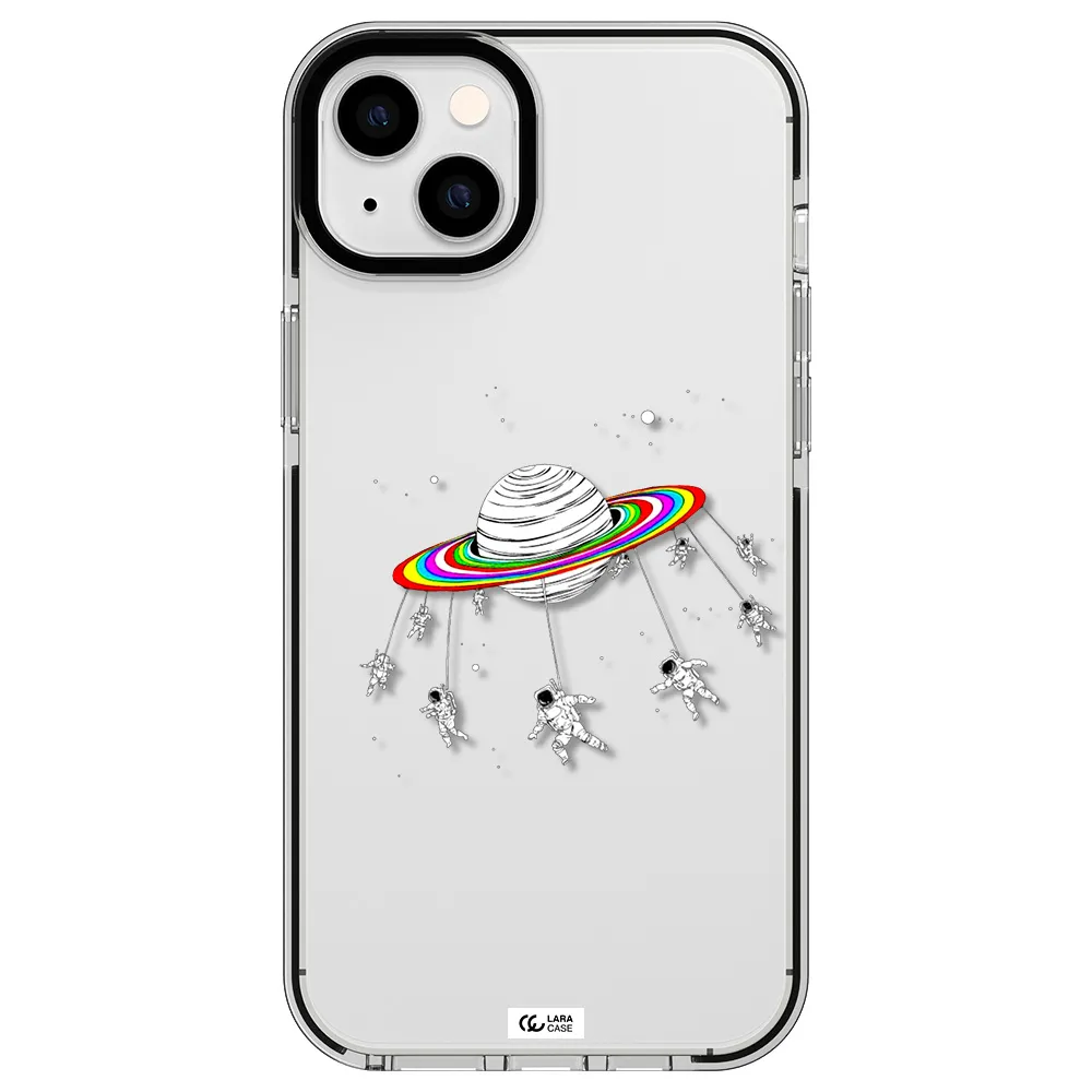 Pluto Rainbow Apple iPhone 14 plus impact black border Case