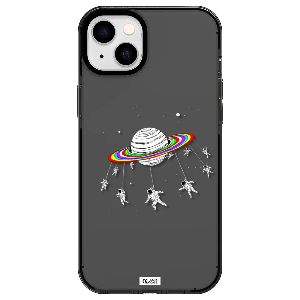 Pluto Rainbow Apple iPhone 14 plus impact Smoke Black Case