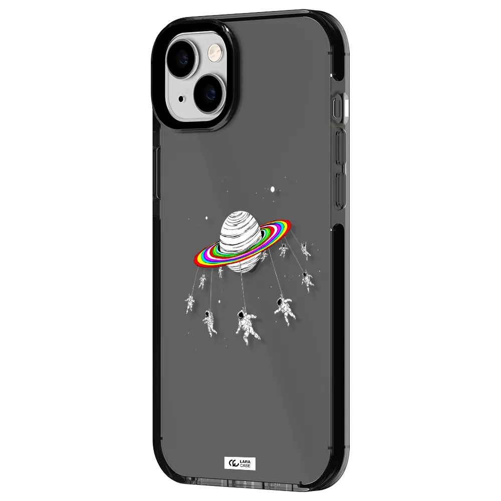 Pluto Rainbow Apple iPhone 14 plus impact Smoke Black Case