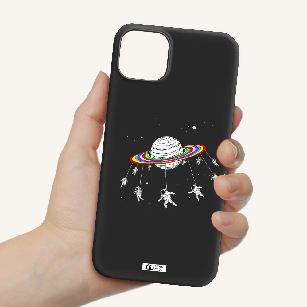 Pluto Rainbow Apple iPhone 14 plus Silicone black Case