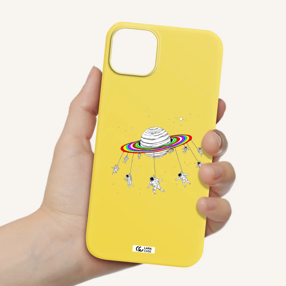 Pluto Rainbow Apple iPhone 14 plus Silicone canary yellow Case