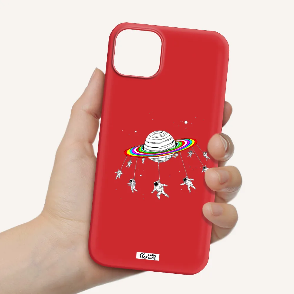 Pluto Rainbow Apple iPhone 14 plus Silicone Imperial Red Case