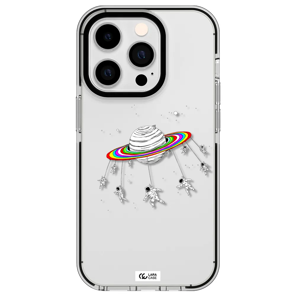 Pluto Rainbow Apple iPhone 14 pro impact black border Case