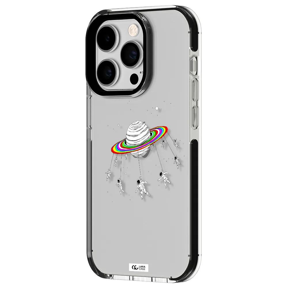 Pluto Rainbow Apple iPhone 14 pro impact black border Case