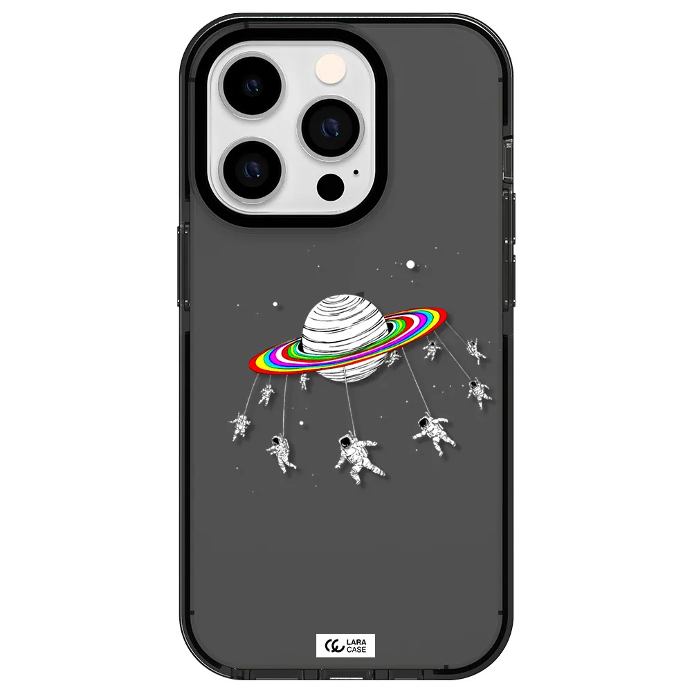 Pluto Rainbow Apple iPhone 14 pro impact Smoke Black Case