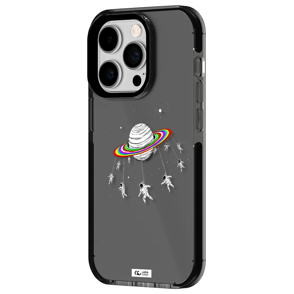 Pluto Rainbow Apple iPhone 14 pro impact Smoke Black Case