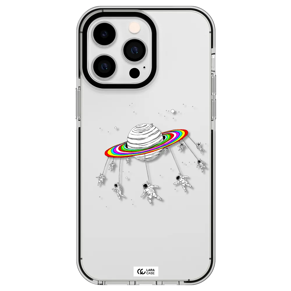 Pluto Rainbow Apple iPhone 14 pro max impact black border Case