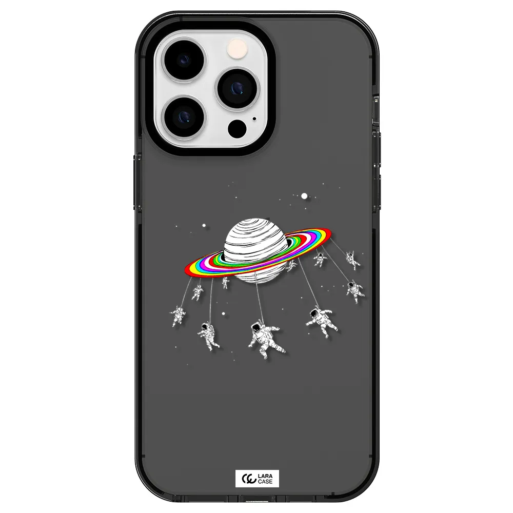 Pluto Rainbow Apple iPhone 14 pro max impact Smoke Black Case