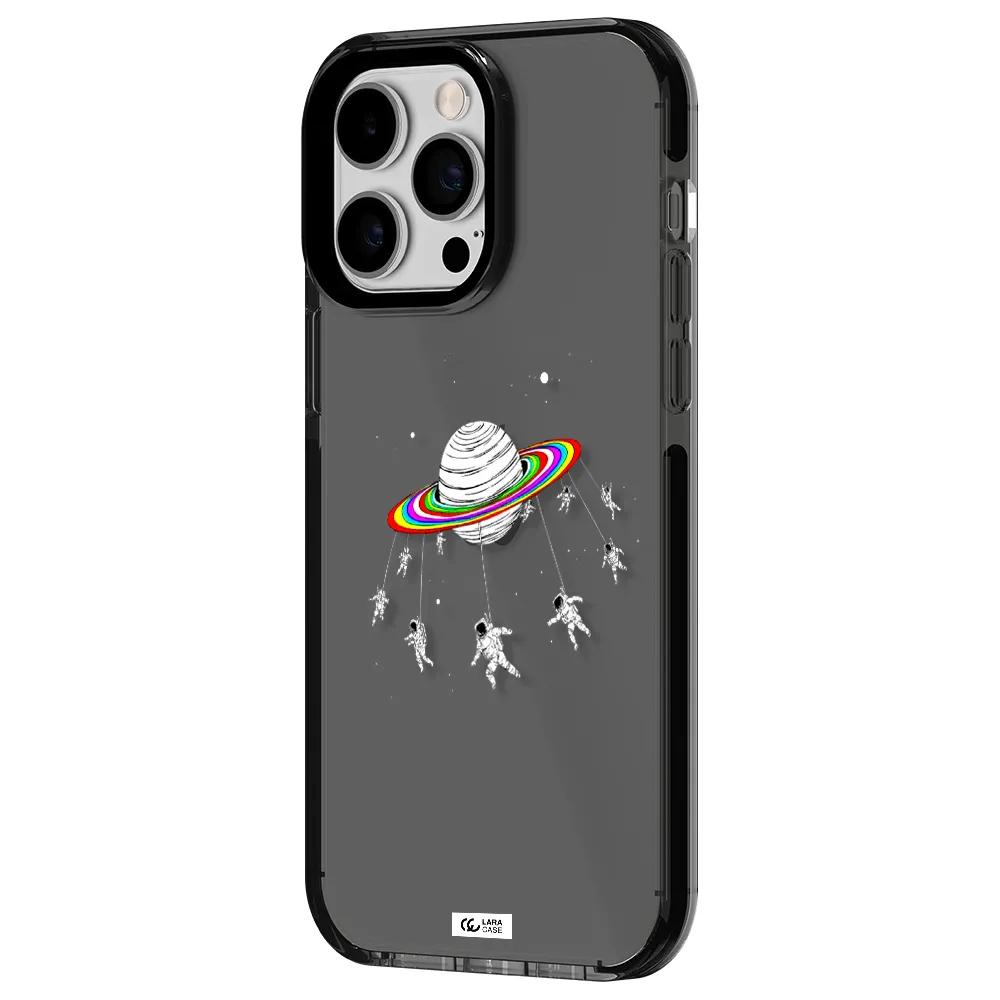 Pluto Rainbow Apple iPhone 14 pro max impact Smoke Black Case
