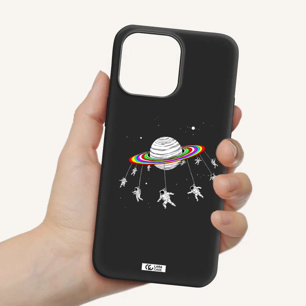 Pluto Rainbow Apple iPhone 14 pro max Silicone black Case