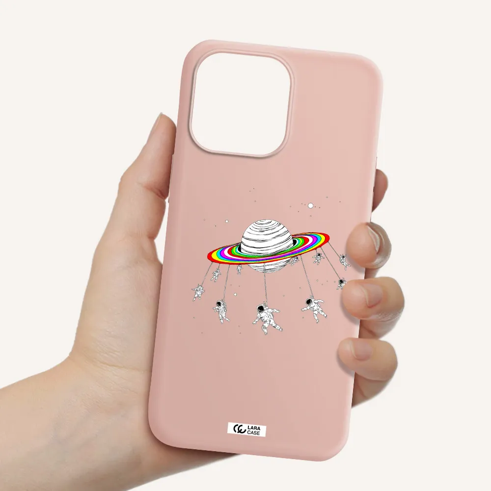 Pluto Rainbow Apple iPhone 14 pro Silicone pastel pink Case