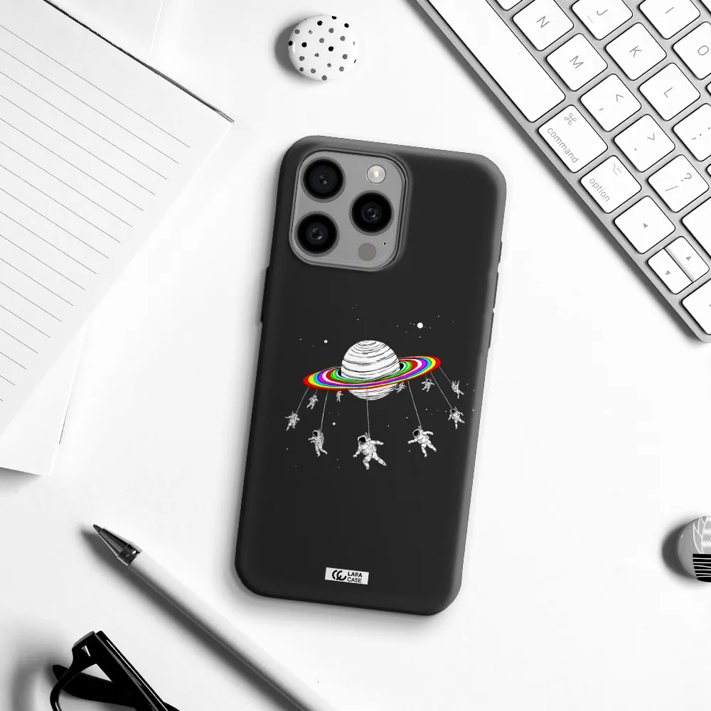 Pluto Rainbow Apple Iphone 15 Pro max Silicone black Case