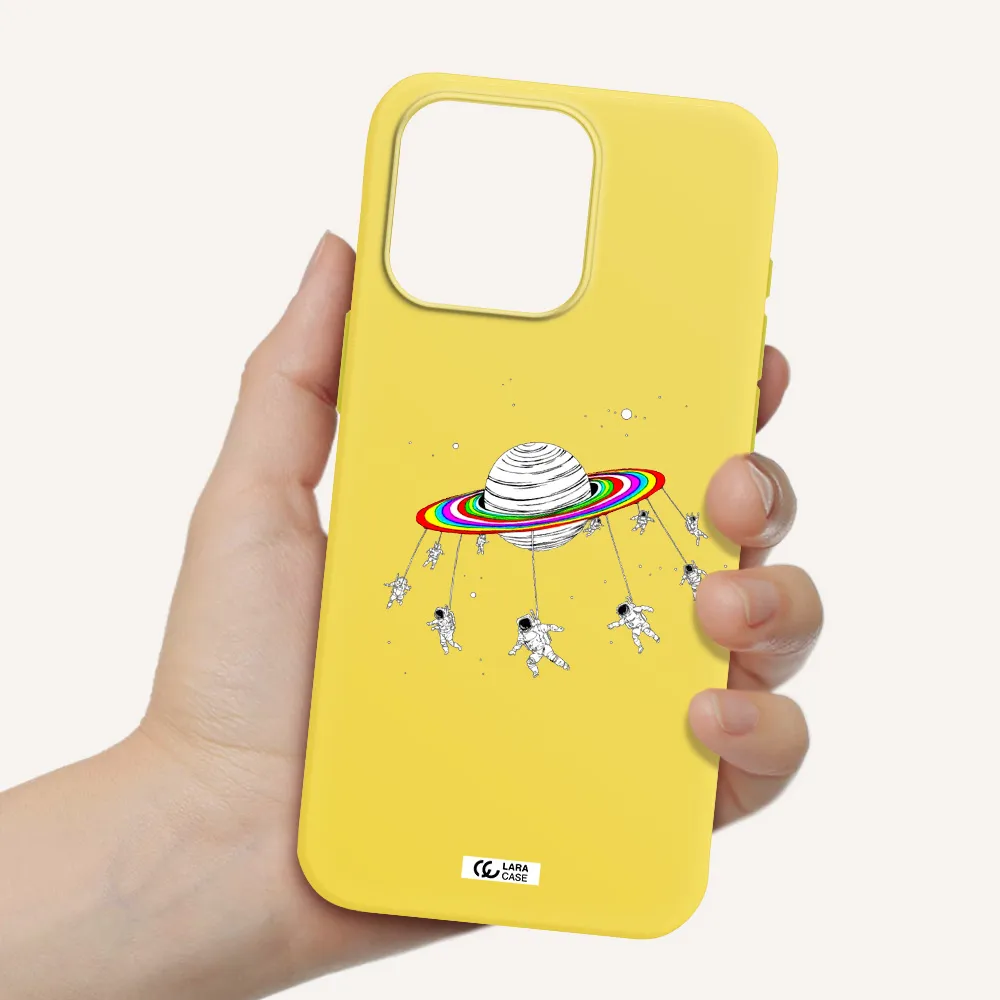 Pluto Rainbow Apple Iphone 15 Pro max Silicone canary yellow Case