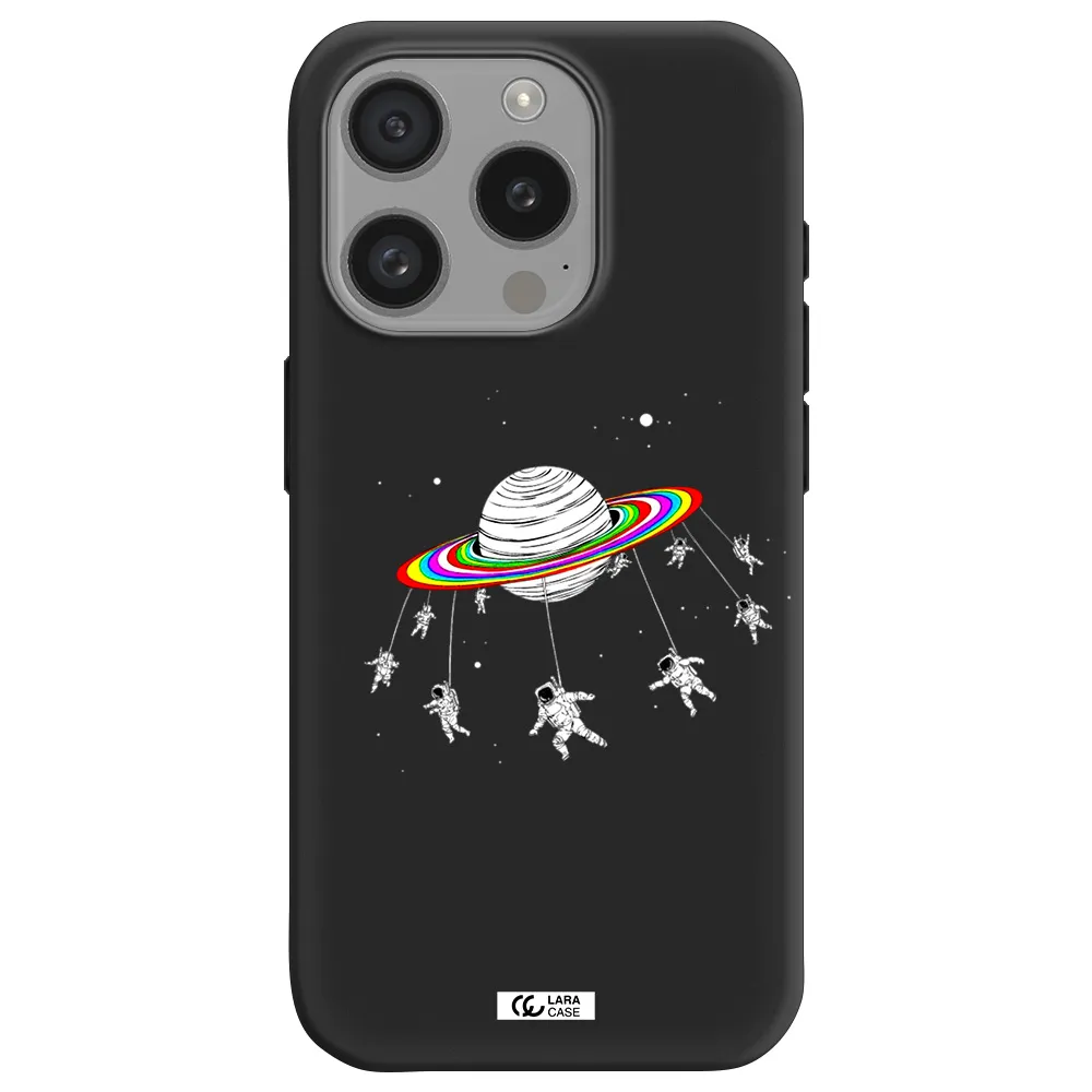 Pluto Rainbow Apple Iphone 15 Pro Silicone Black Case