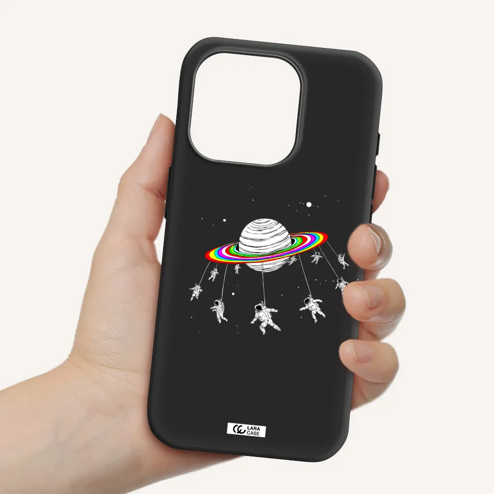 Pluto Rainbow Apple Iphone 15 Pro Silicone Black Case